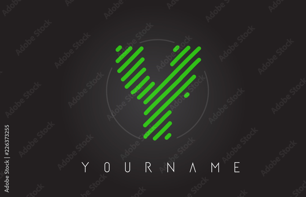 Y Letter Logo Design with Neon Green Lines Y Letter Logo Design with Neon Green Lines