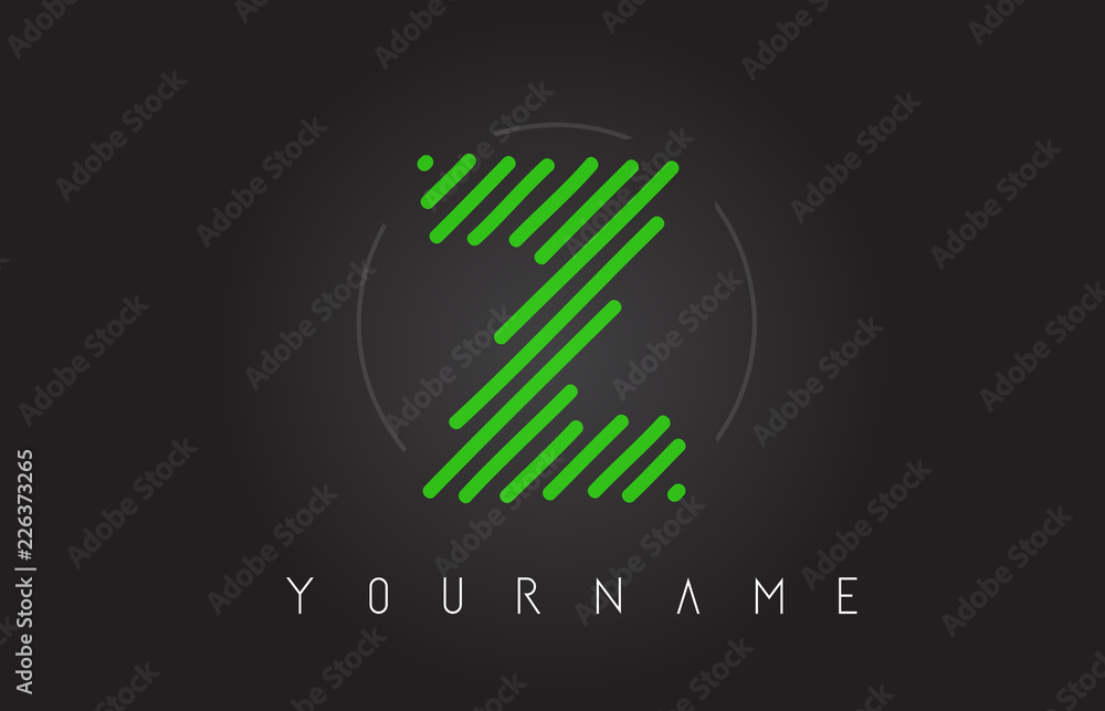 Z Letter Logo Design with Neon Green Lines