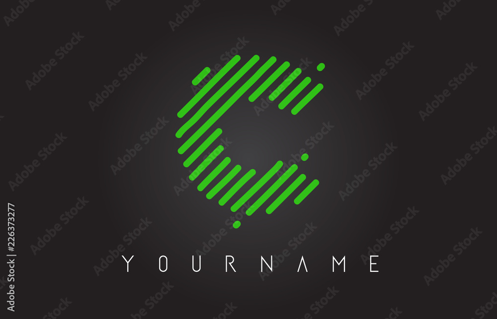 C Letter Logo Design with Neon Green Lines C Letter Logo Design with Neon Green Lines