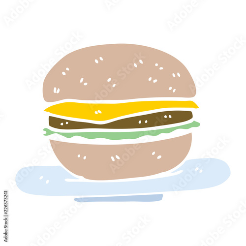 flat color illustration cartoon burger