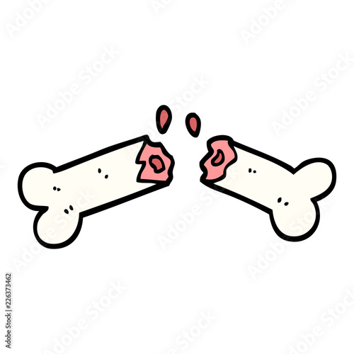 hand drawn doodle style cartoon broken bone