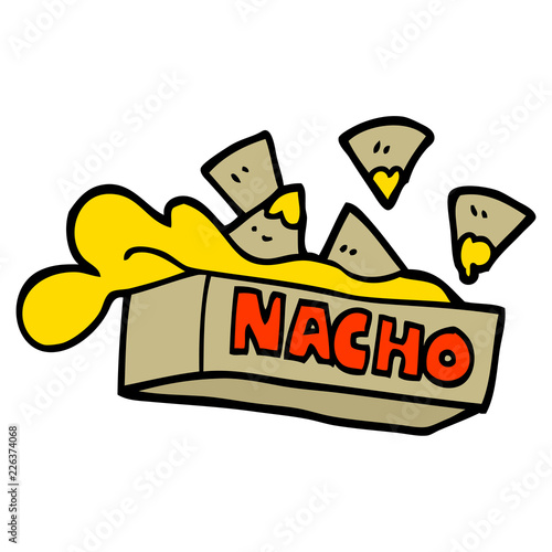 hand drawn doodle style cartoon nacho box
