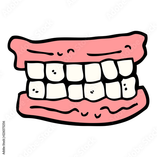 hand drawn doodle style cartoon false teeth