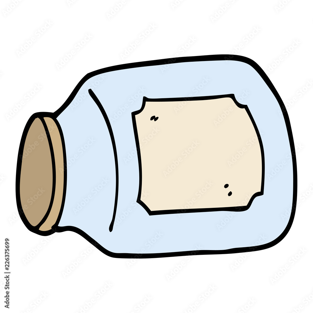 hand drawn doodle style cartoon glass jar on side hand drawn doodle style cartoon glass jar on side