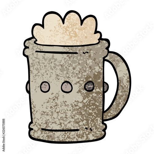 grunge textured illustration cartoon beer tankard