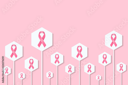 Pink ribbon movement illustration for breast cancer awareness support and prevention.