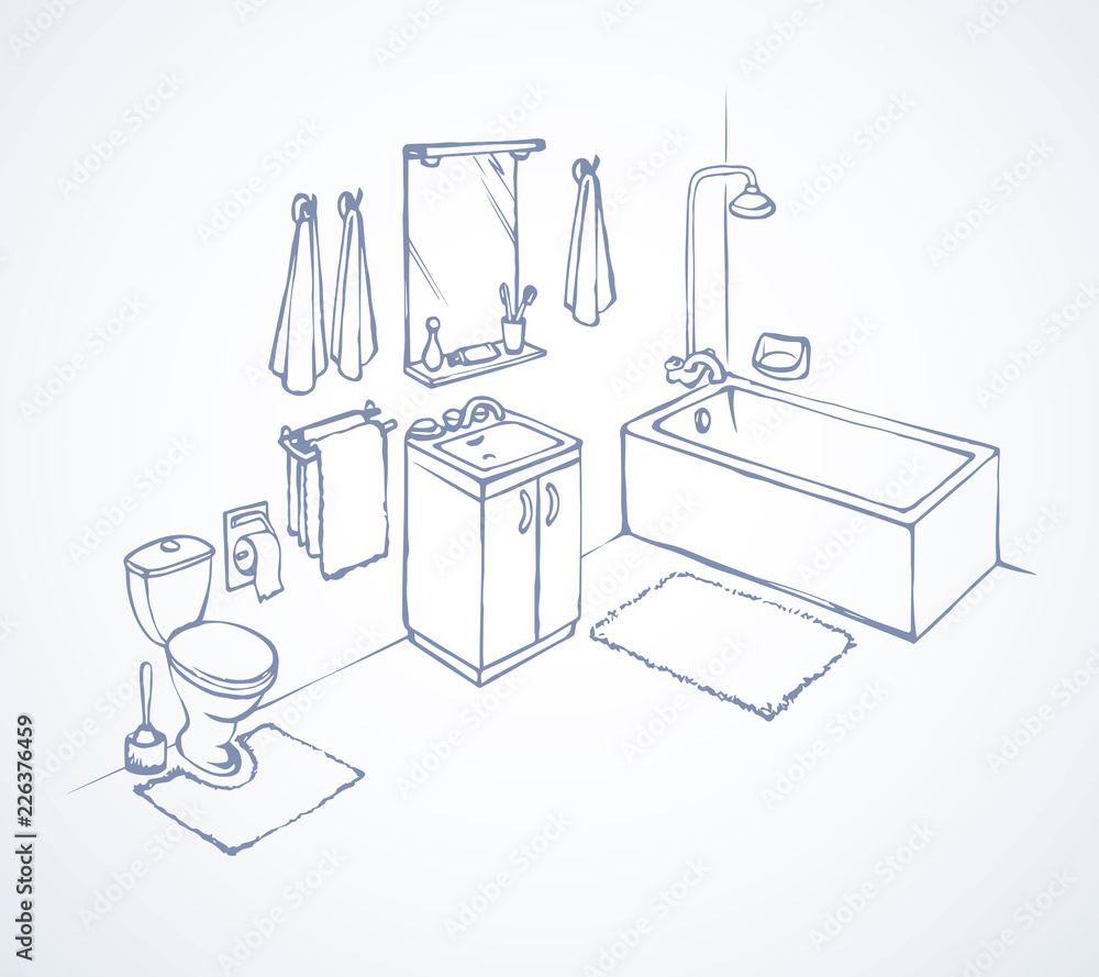 Fototapeta premium Bath. Vector drawing