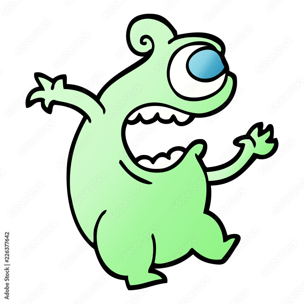 vector gradient illustration cartoon green alien vector gradient illustration cartoon green alien