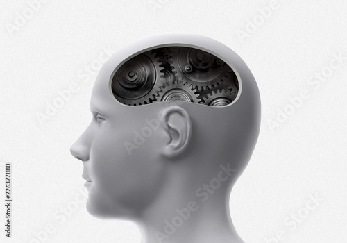 Fotografija Human head with mechanical brain