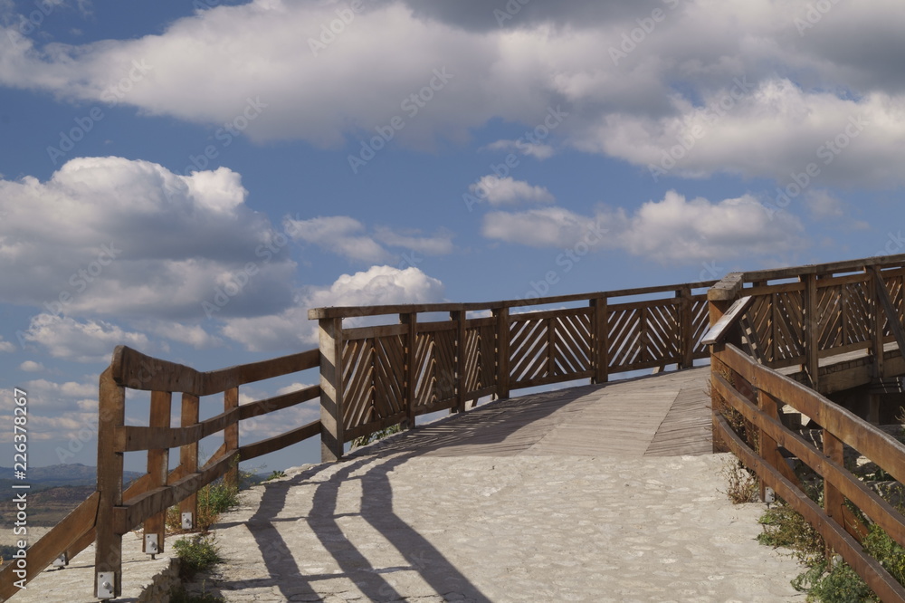 The road to the sky - the bridge for entering the fortress, Transylvania, Romania
