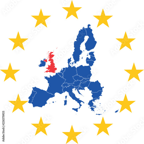 Brexit Europakarte mit Europasternen Kreis
