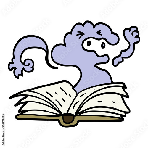 hand drawn doodle style cartoon spell book