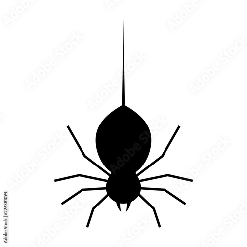 Simple, flat spider icon. Black silhouette. Isolated on white