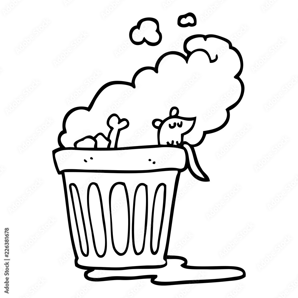 black and white cartoon smelly garbage can Stock Vector Adobe Stock