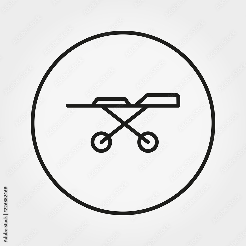 Stretcher on wheels. Medicine. Universal Icon. Vector. Editable Thin line. Stretcher on wheels. Medicine. Universal Icon. Vector. Editable Thin line.