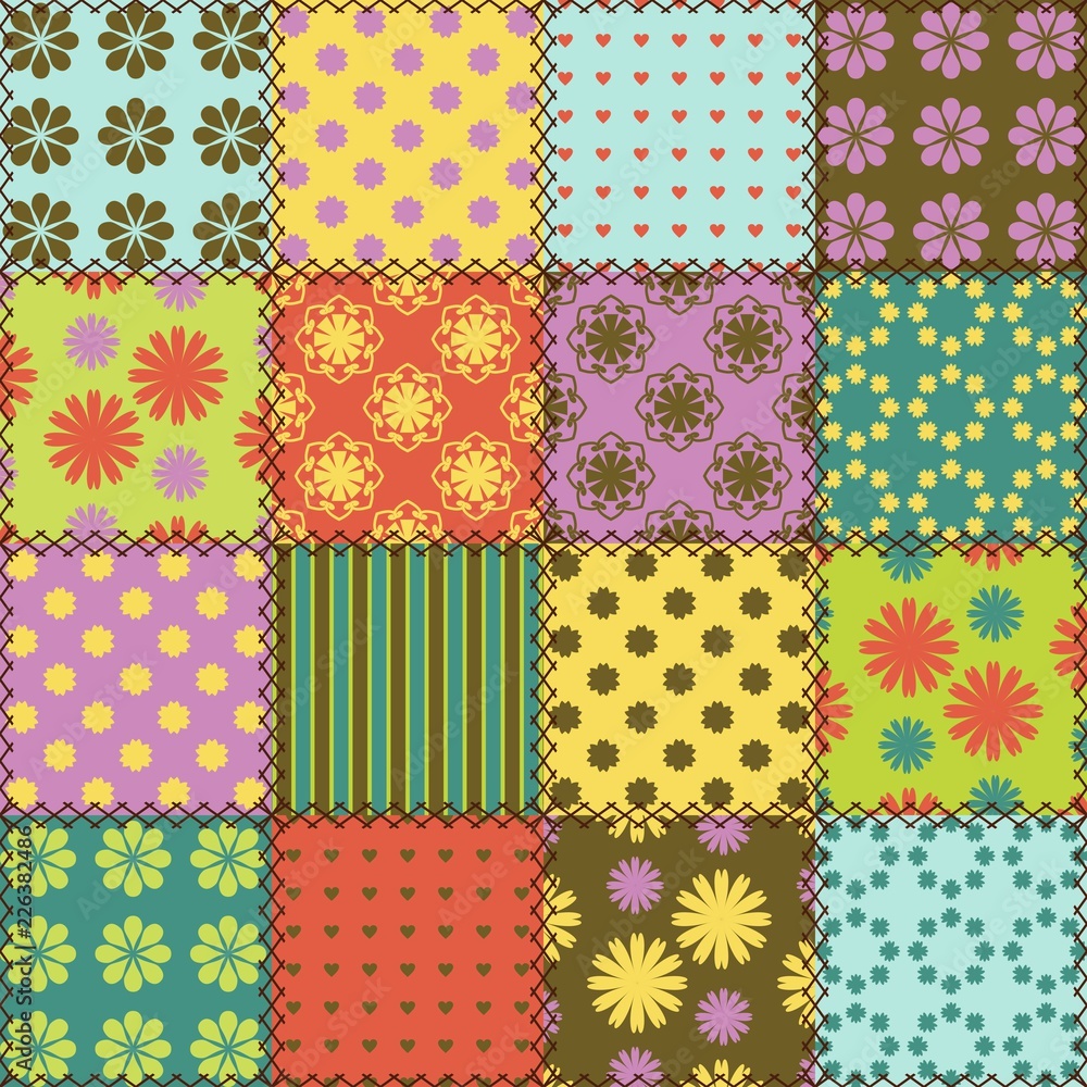 patchwork background with different patterns