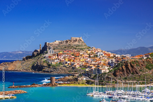 Beautiful view of Castelsardo town, Sardinia island, Italy. Popular travel destination photo