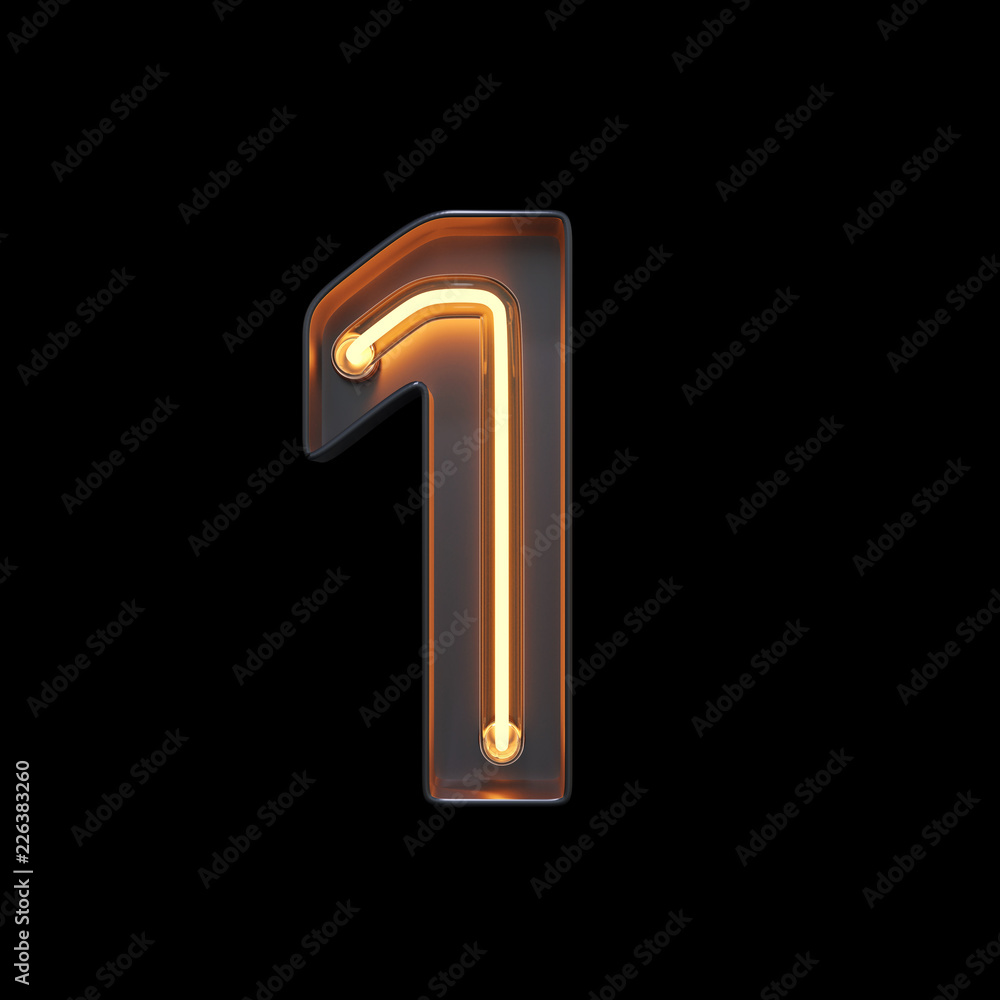 Number 1, Alphabet made from Neon Light with clipping path. 3D illustration Number 1, Alphabet made from Neon Light with clipping path. 3D illustration