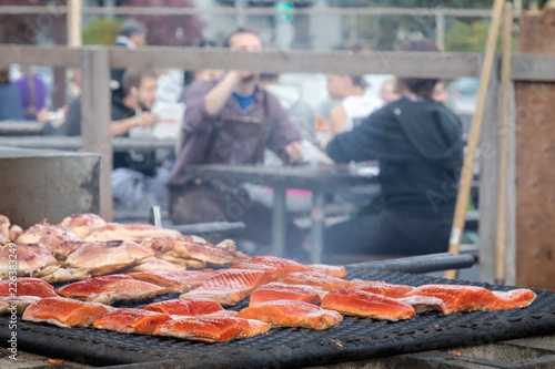 Grilled Smoke Salmon and Chicken at Food Festival