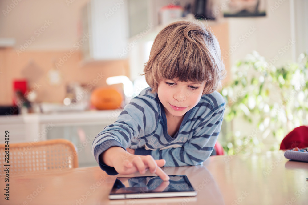 Little boy playing with digital tablet. Little boy playing with digital tablet.