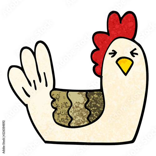 grunge textured illustration cartoon roosting hen