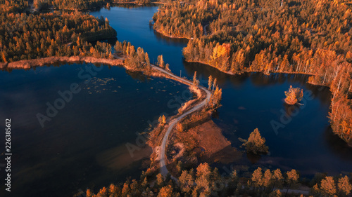 Aerial autumn shots from the Masku reservoir, southern Finland.