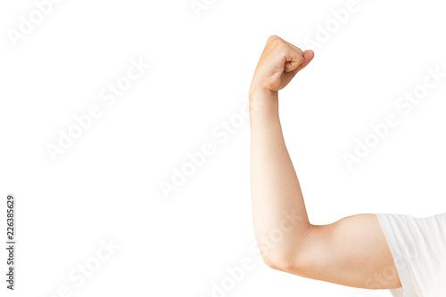 Man's hand with muscles. Sports man on white background. Isolated on white