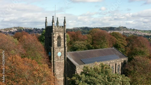 Aerial view of an old christian church in England photo