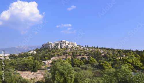 Acropolis landscape view as seen from Thissio Athens Greece