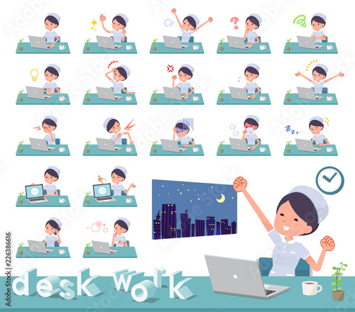 flat type Nurse women_desk work