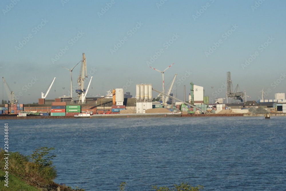 Bremen Port vor ships and container vessel also for bulk cargo