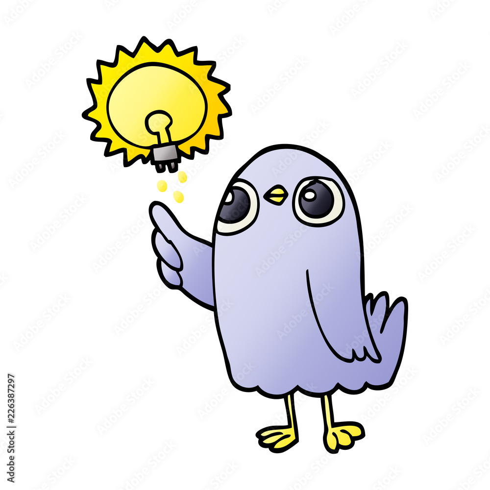 vector gradient illustration cartoon bird with great idea vector gradient illustration cartoon bird with great idea