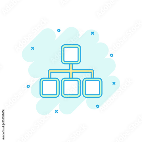 Vector cartoon structure diagram icon in comic style. Chart organization sign illustration pictogram. Structure business splash effect concept.