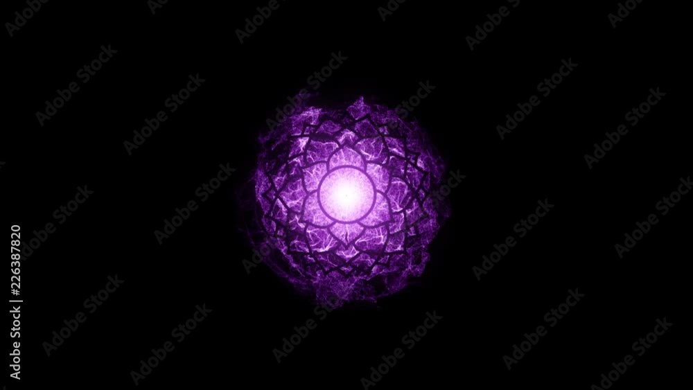 Animated chakra Sahasrara. The seventh symbol is purple. 42 petals of lotus in the stroke. Isotherics. Yoga icon. Om sign Animated chakra Sahasrara. The seventh symbol is purple. 42 petals of lotus in the stroke. Isotherics. Yoga icon. Om sign