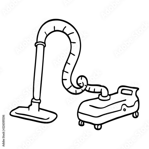 black and white cartoon vacuum hoover