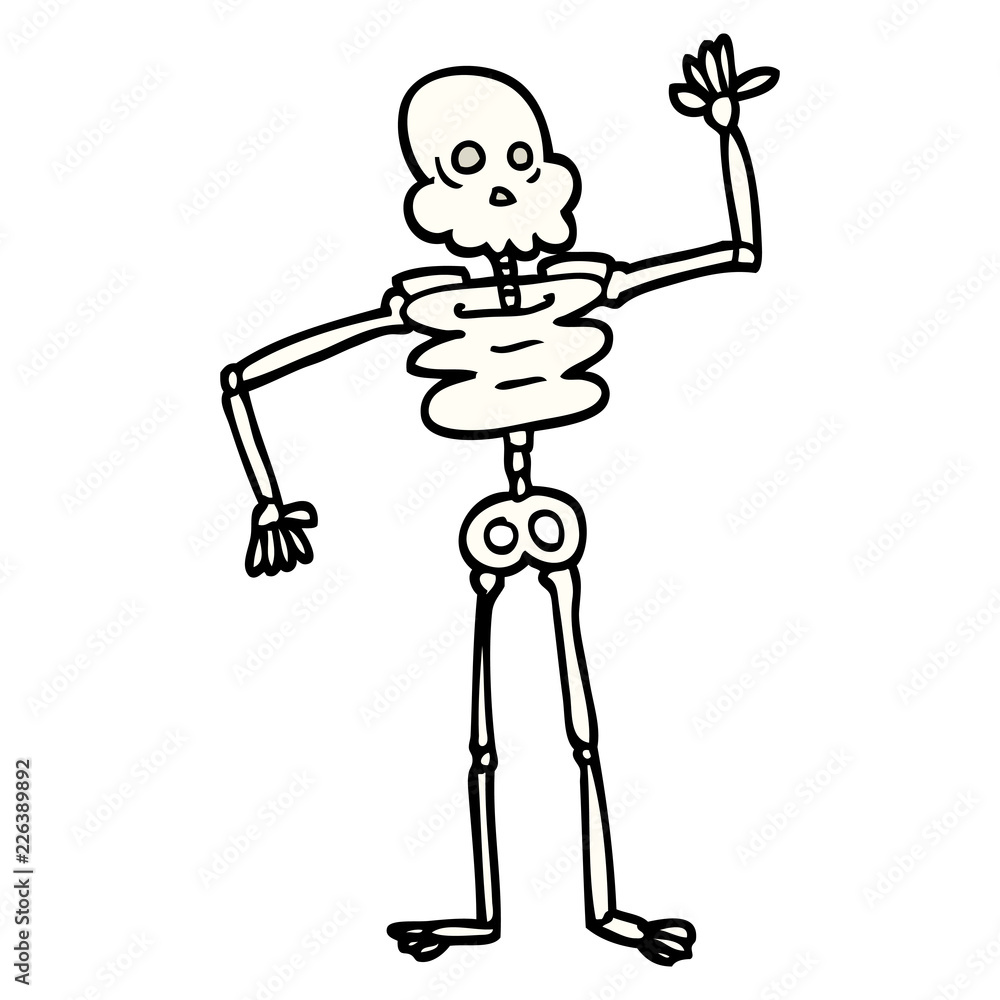 hand drawn doodle style cartoon skeleton Stock Vector | Adobe Stock