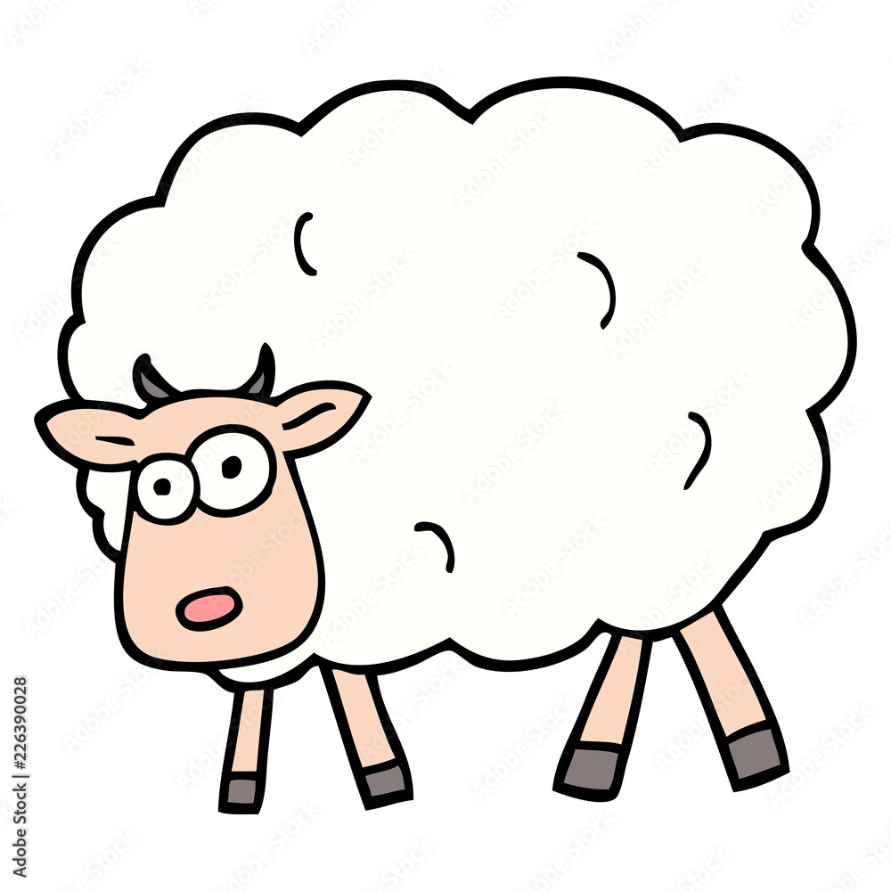 hand drawn doodle style cartoon sheep