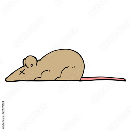 hand drawn doodle style cartoon dead rat