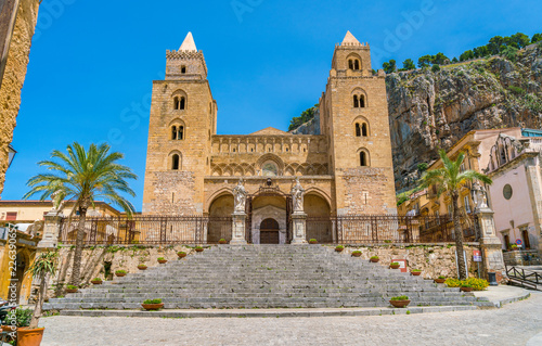 Cefalù Cathedral on a sunny summer day. Sicily, southern Italy. photo