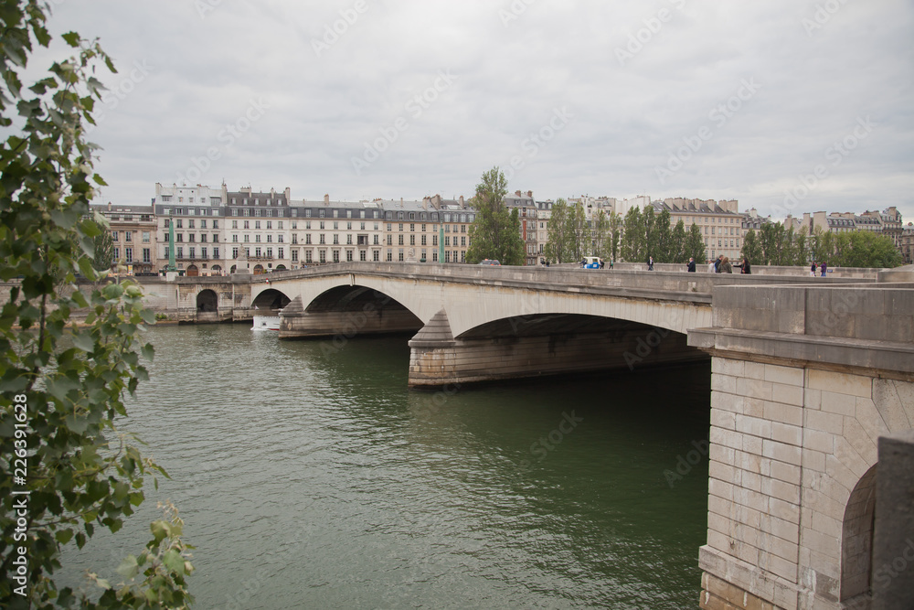 Paris Seine river and bridge.