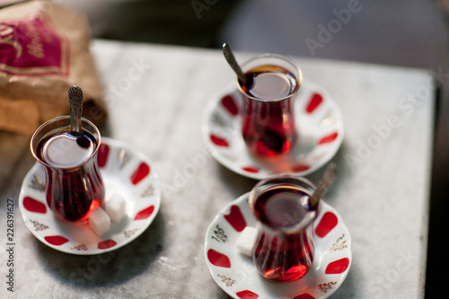 three cups of turkish tea