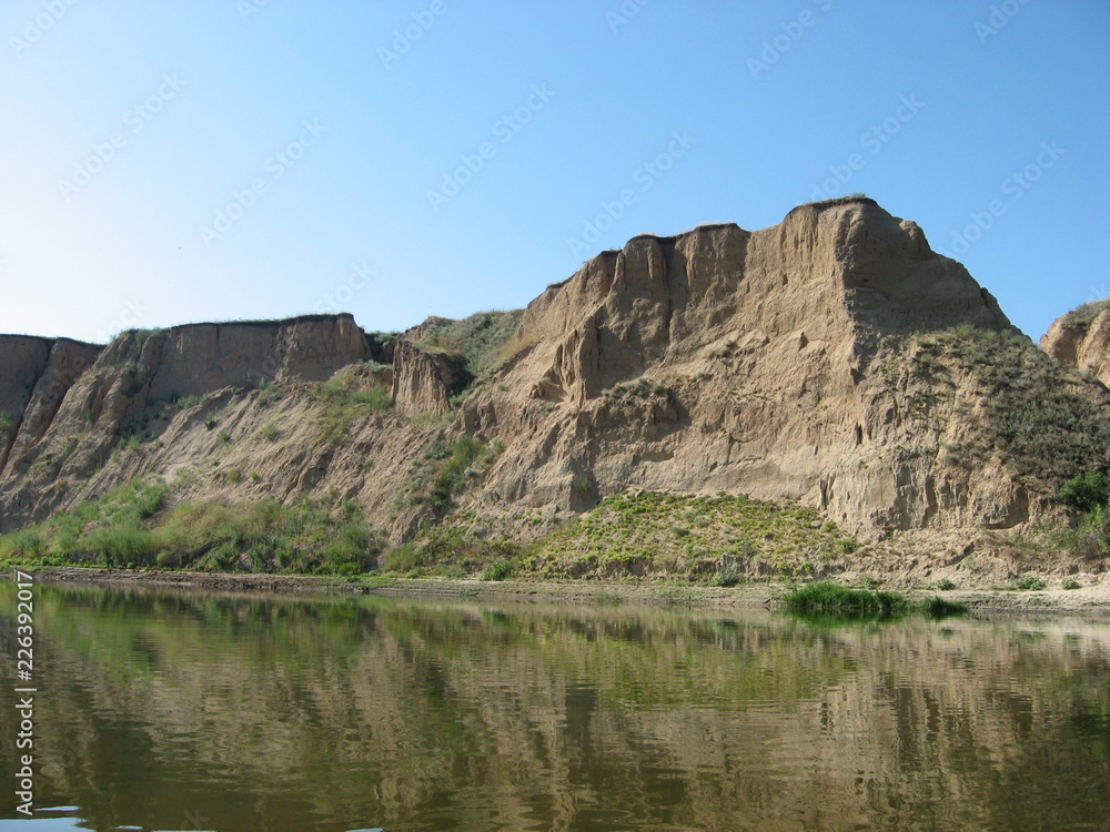 mountain and lake