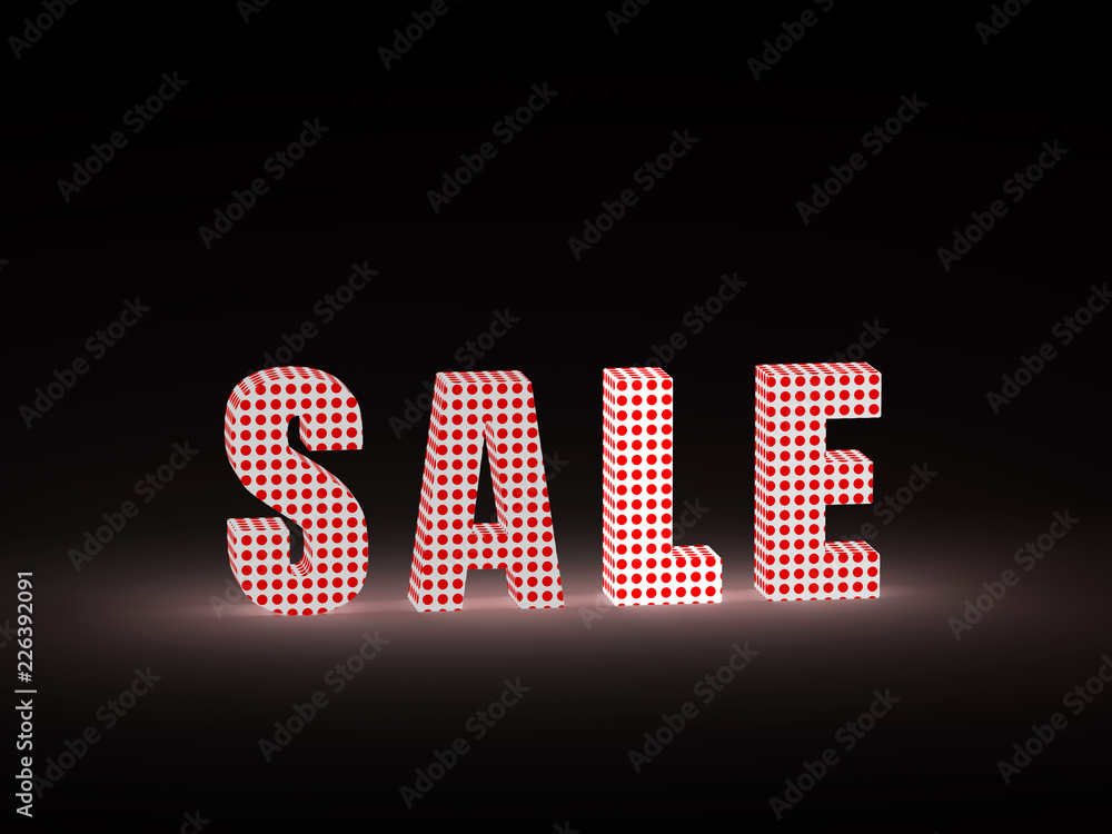 Slogan sale at discount. Increase in discount percent. 3d illustration.