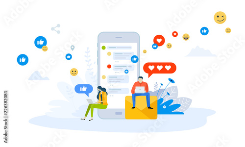 Vector illustration concept of mobile apps and services . Creative flat design for web banner, marketing material, business presentation, online advertising. © PureSolution