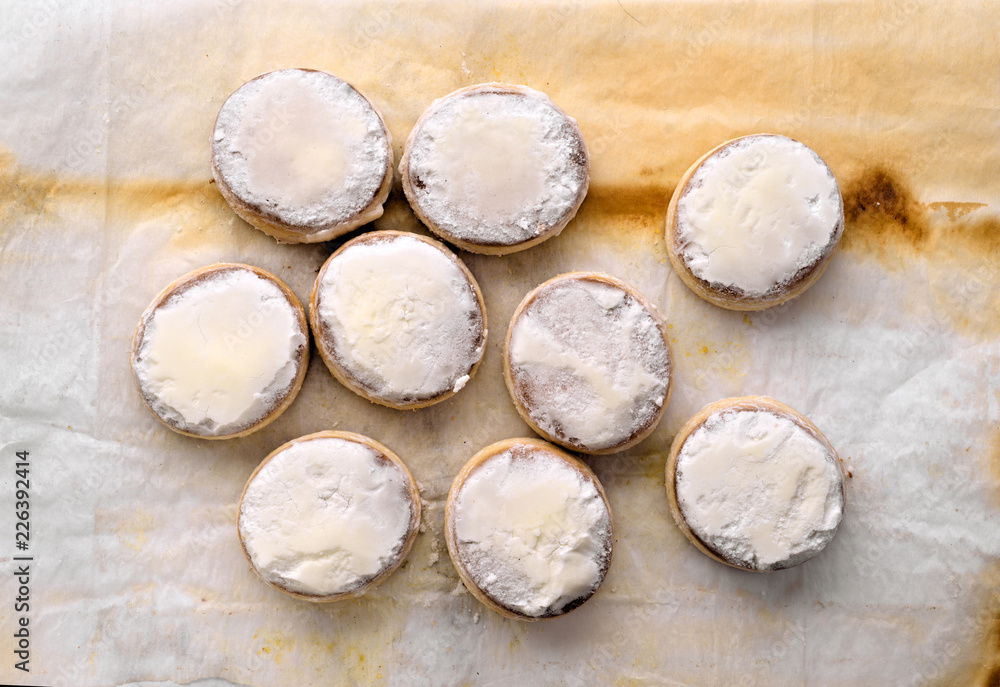 Spanish typical homemade pasta on white marble veining Spanish typical homemade pasta on white marble veining