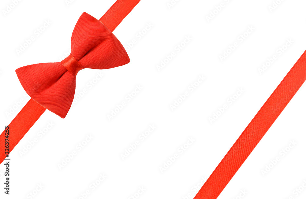 Red ribbons with bow with tails isolated on white background Red ribbons with bow with tails isolated on white background