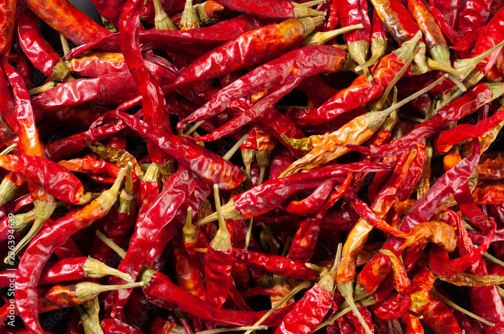 Texture of dried red hot pepper