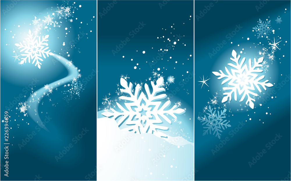 Naklejka premium Winter banners with magic snowflakes