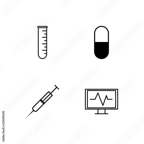 medical simple outlined icons set
