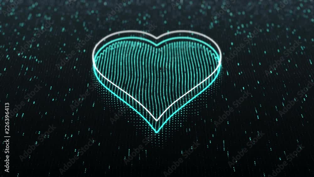Abstract background with animation of technologic symbol or icon from flickering particles and lines as data transfer. Animation of seamless loop. Abstract background with animation of technologic symbol or icon from flickering particles and lines as data transfer. Animation of seamless loop.